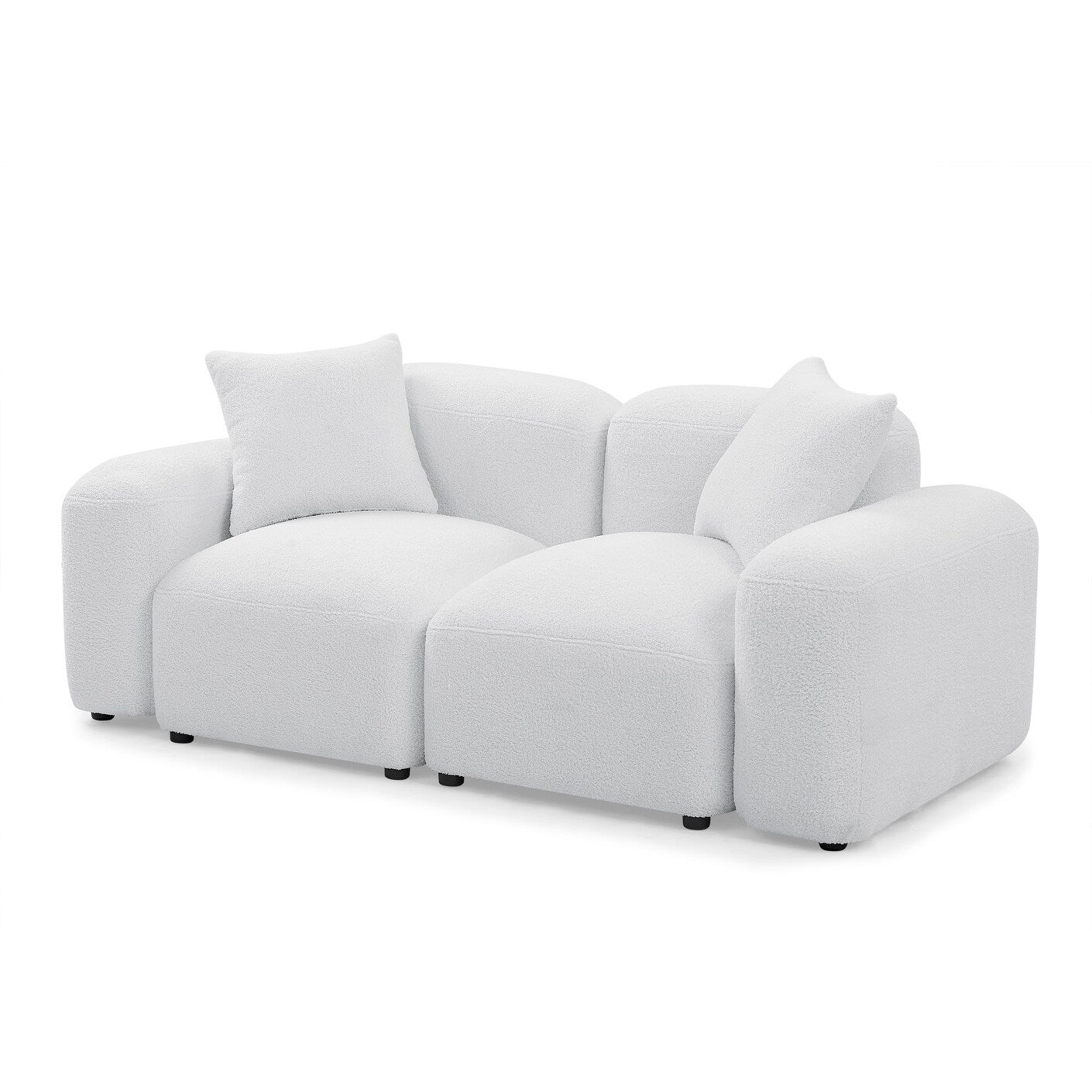 Ivory Polyester Modular Loveseat Sofa with Wood Frame