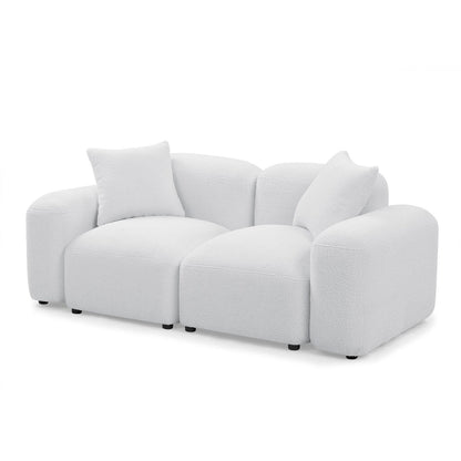 Ivory Polyester Modular Loveseat Sofa with Wood Frame