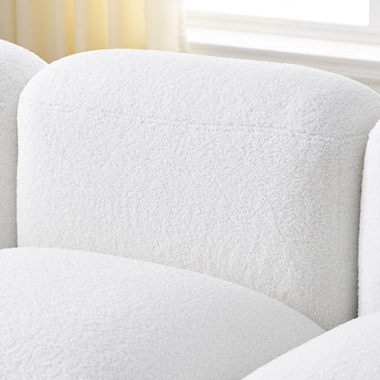 Ivory Polyester Modular Loveseat Sofa with Wood Frame