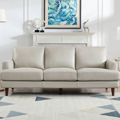 Ivy Living Cassia Top Grain Leather Sofa With Feather, Memory Foam and Springs