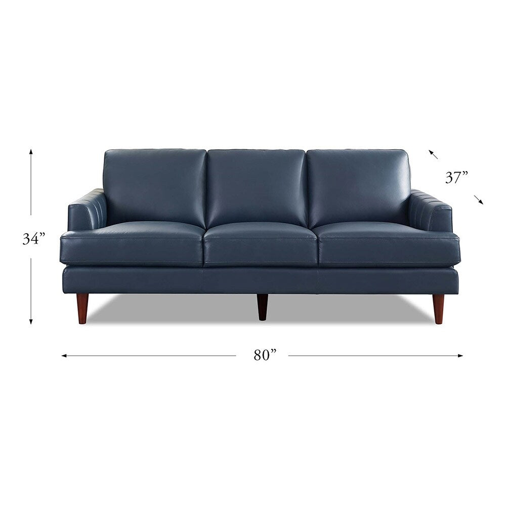 Ivy Living Cassia Top Grain Leather Sofa With Feather, Memory Foam and Springs