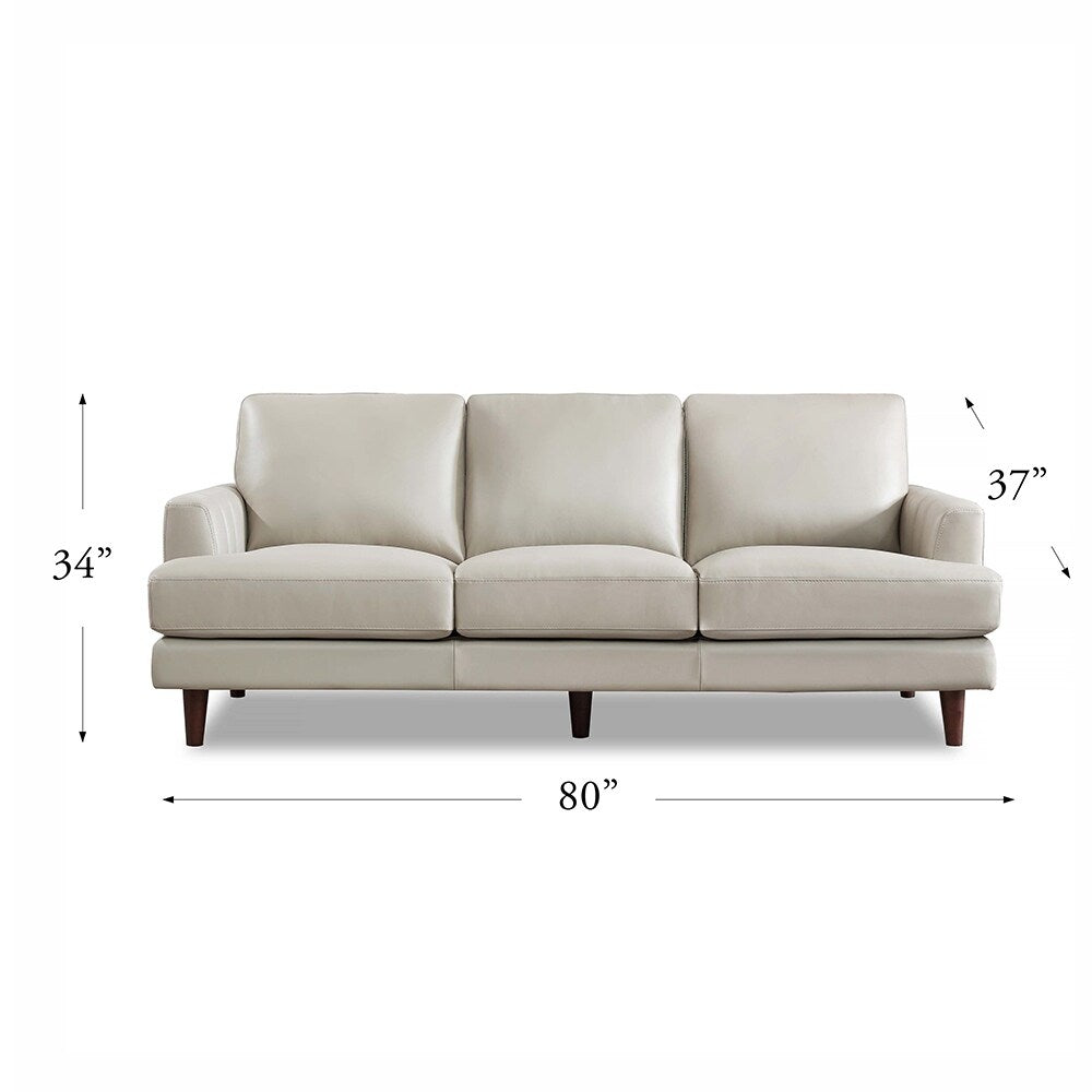 Ivy Living Cassia Top Grain Leather Sofa With Feather, Memory Foam and Springs