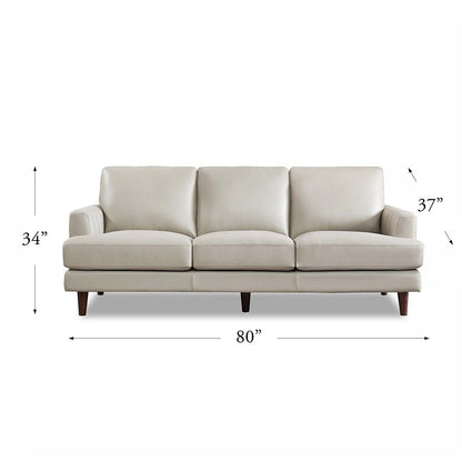 Ivy Living Cassia Top Grain Leather Sofa With Feather, Memory Foam and Springs