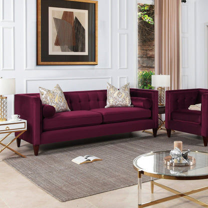 Jack 84 Mid-Century Modern Tuxedo Sofa with Bolster Pillows