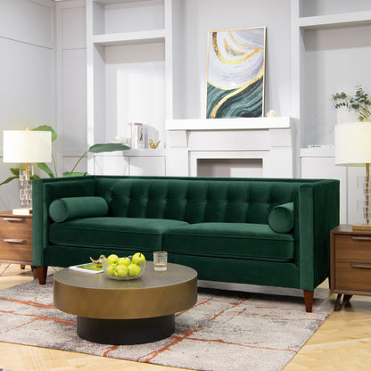 Jack 84 Mid-Century Modern Tuxedo Sofa with Bolster Pillows