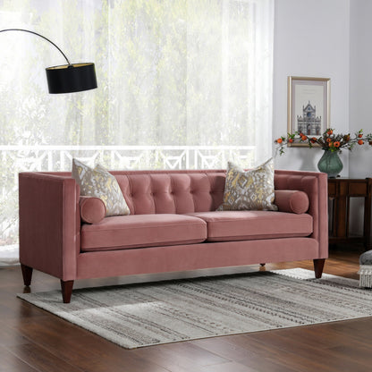 Jack 84 Mid-Century Modern Tuxedo Sofa with Bolster Pillows