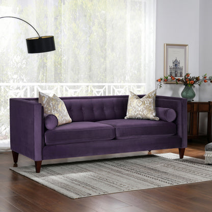 Jack 84 Mid-Century Modern Tuxedo Sofa with Bolster Pillows
