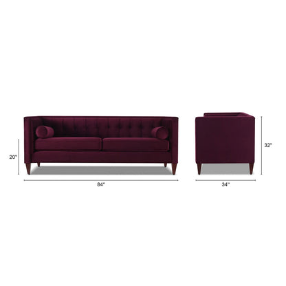 Jack 84 Mid-Century Modern Tuxedo Sofa with Bolster Pillows
