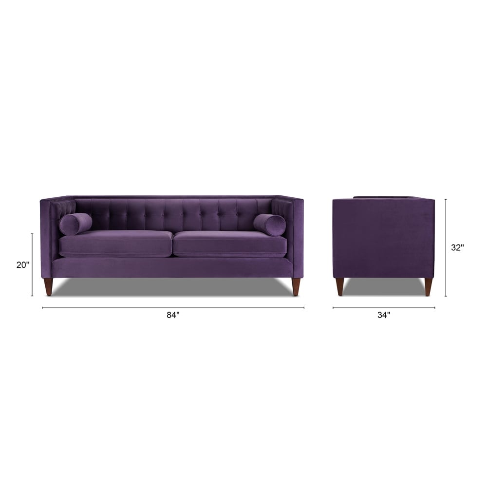 Jack 84 Mid-Century Modern Tuxedo Sofa with Bolster Pillows