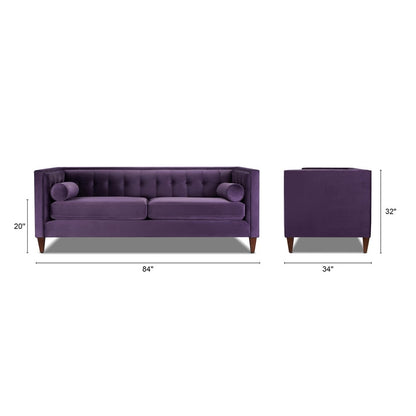 Jack 84 Mid-Century Modern Tuxedo Sofa with Bolster Pillows