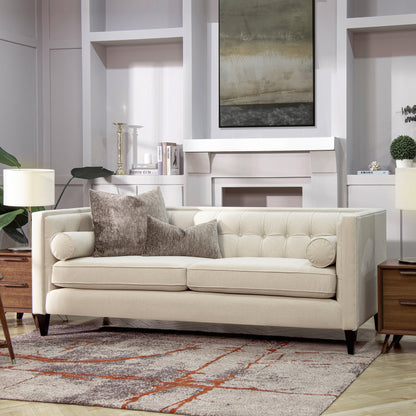Jack 84 Mid-Century Modern Tuxedo Sofa with Bolster Pillows
