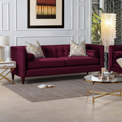 Jack 84 Mid-Century Modern Tuxedo Sofa with Bolster Pillows