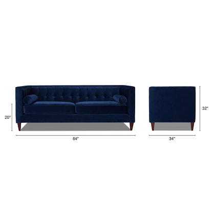 Jack 84 Mid-Century Modern Tuxedo Sofa with Bolster Pillows