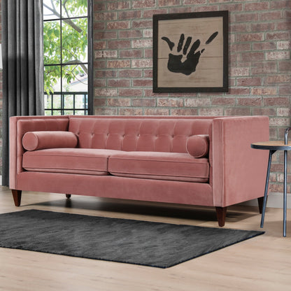 Jack 84 Mid-Century Modern Tuxedo Sofa with Bolster Pillows