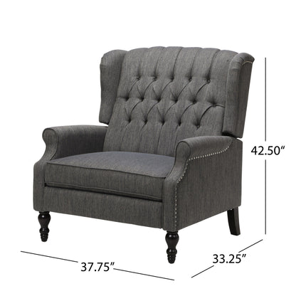 Jade Oversize Wide Chair Manual Recliner, Dark Gray Button Tuft