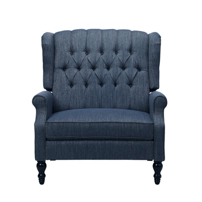 Jade Oversize Wide Chair Manual Recliner, Navy Blue Button Tufted