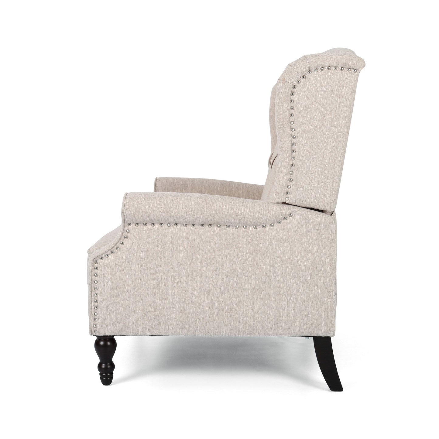 Jade Oversize Wide Chair Manual Recliner, Wingback, Beige Tufted