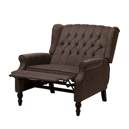 Jade Oversize Wide Chair Manual Recliner, Wingback, Brown Tufted