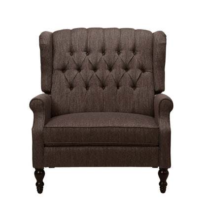 Jade Oversize Wide Chair Manual Recliner, Wingback, Brown Tufted