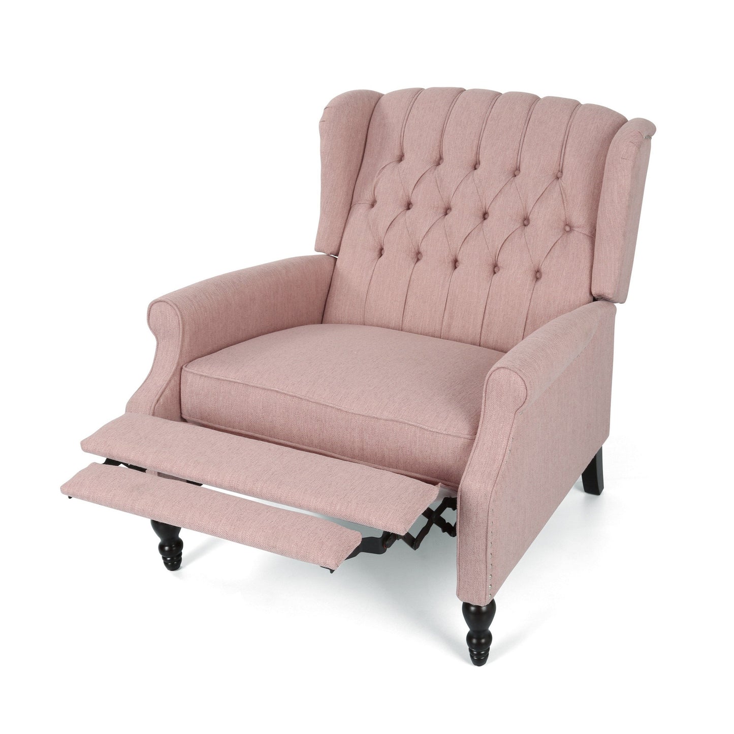 Jade Oversize Wide Chair Manual Recliner, Wingback, Pink Tufted