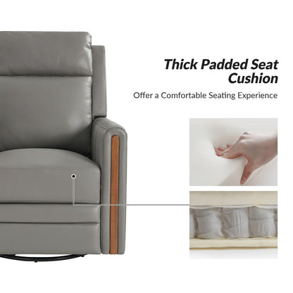 Jaime Modern Genuine Leather Power Rocking Swivel Recliner with Adjustable Headrest and Footrest Set of 2 by HULALA HOME