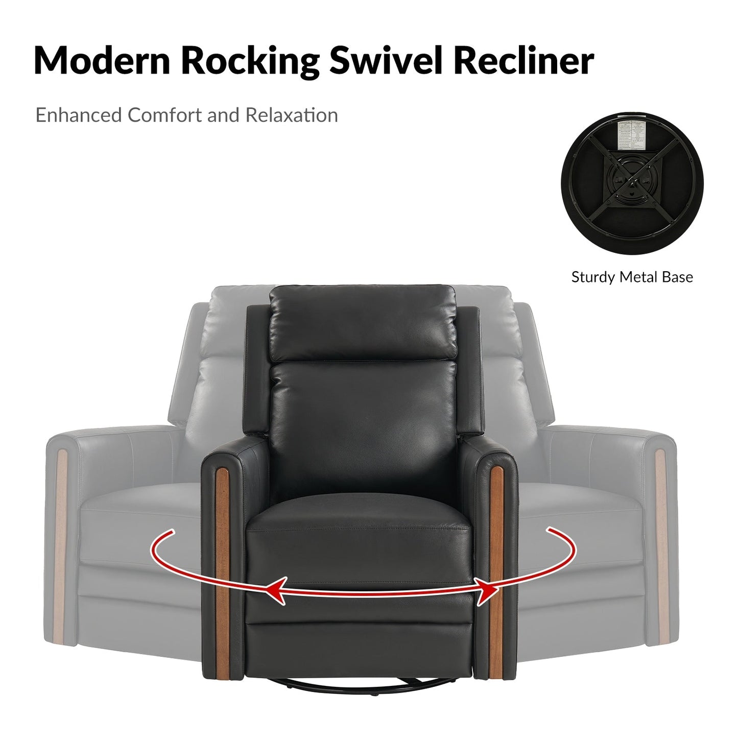 Jaime Modern Genuine Leather Power Rocking Swivel Recliner with Adjustable Headrest and Footrest Set of 2 by HULALA HOME