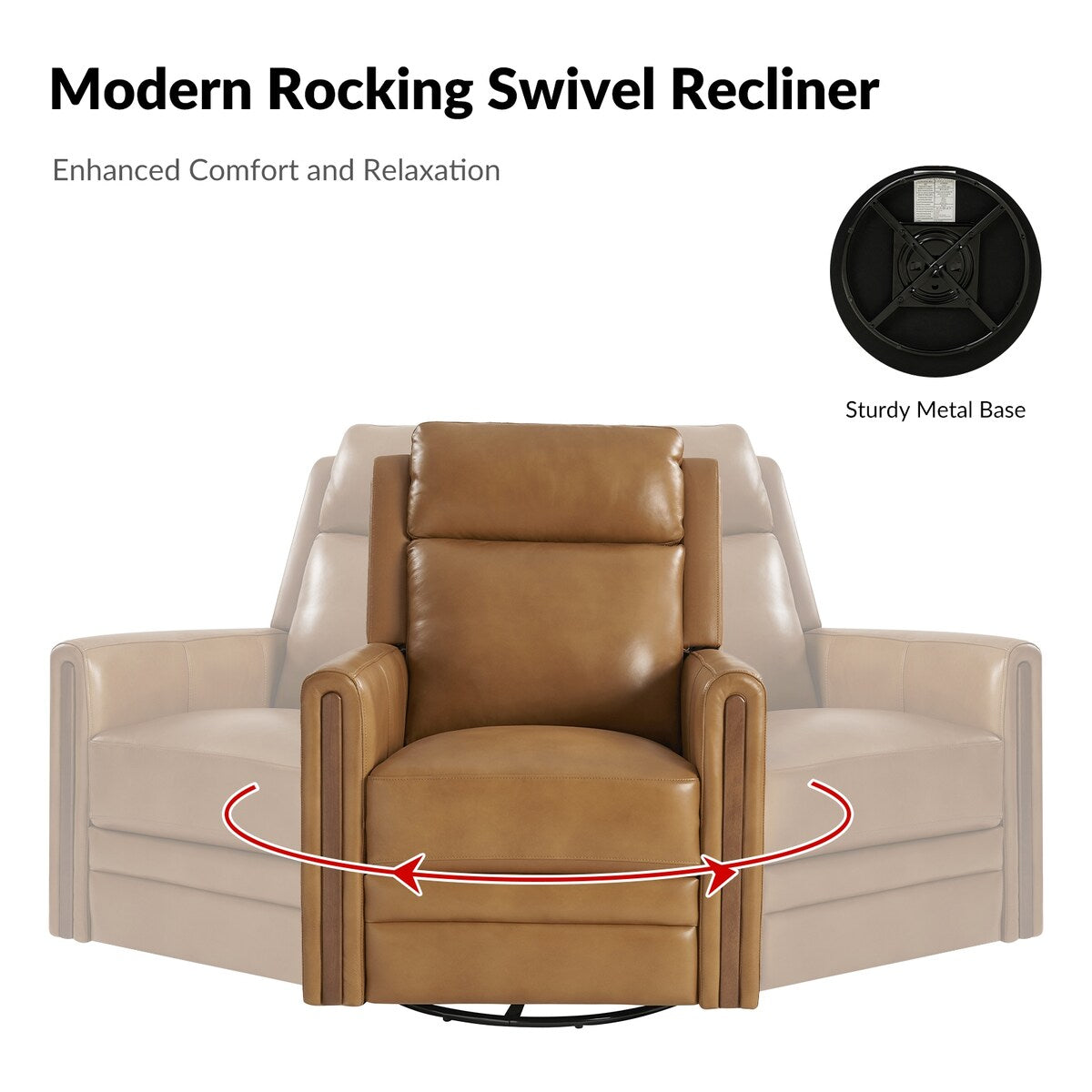 Jaime Modern Genuine Leather Rocking Swivel Power Recliner with Adjustable Headrest and Footrest by HULALA HOME
