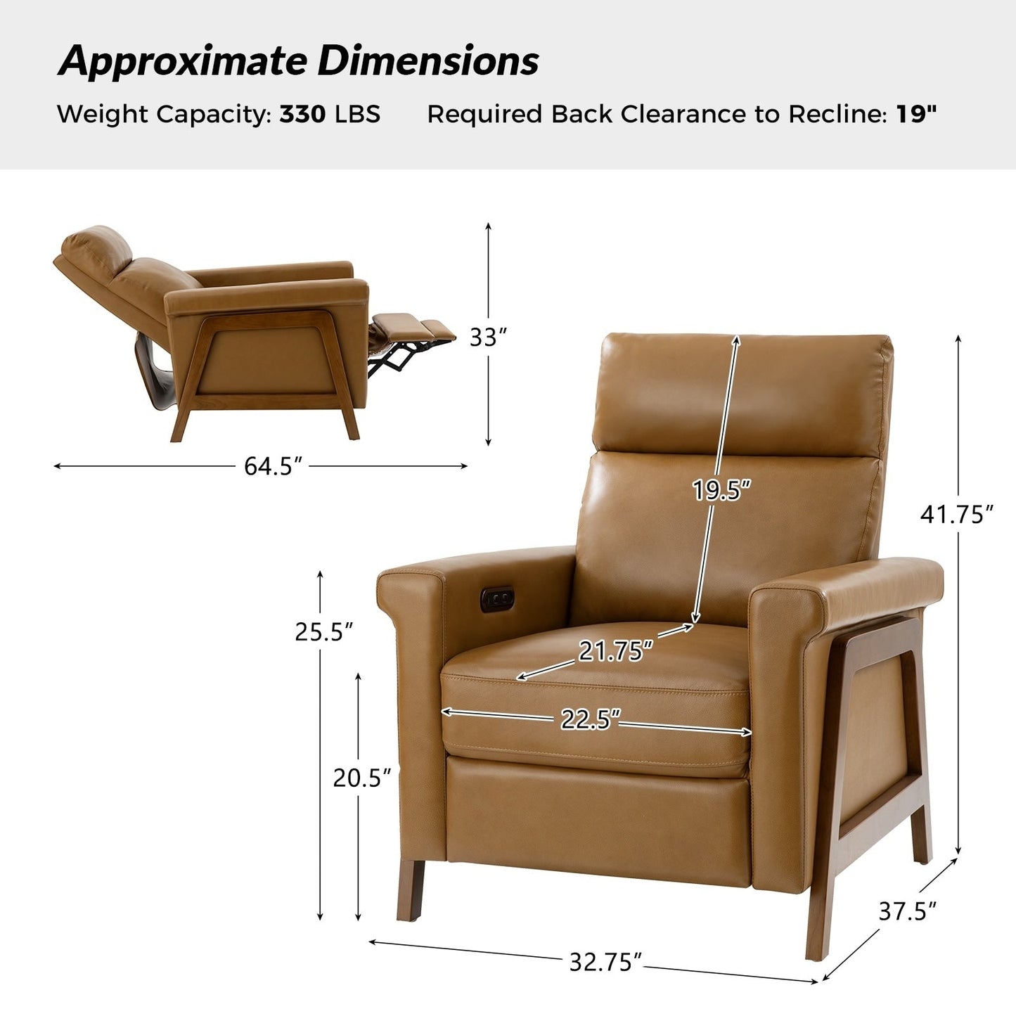 Jaime Modern Power Genuine Leather Recliner with USB Ports by HULALAHOME