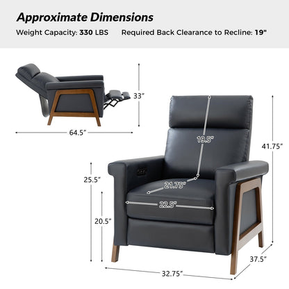 Jaime Modern Power Genuine Leather Recliner with USB Ports by HULALAHOME