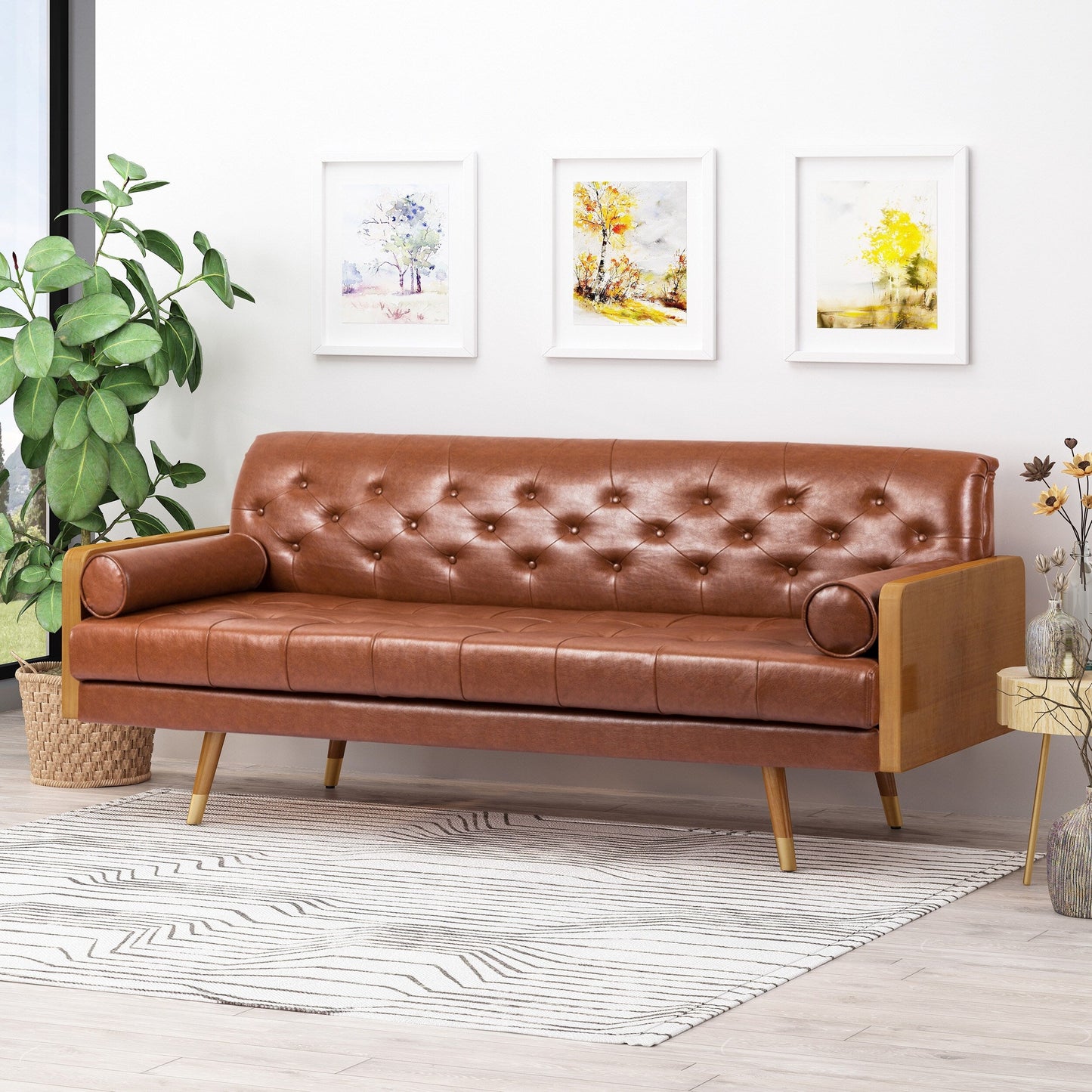 Jalon Mid-century Modern Tufted Fabric Sofa by Christopher Knight Home