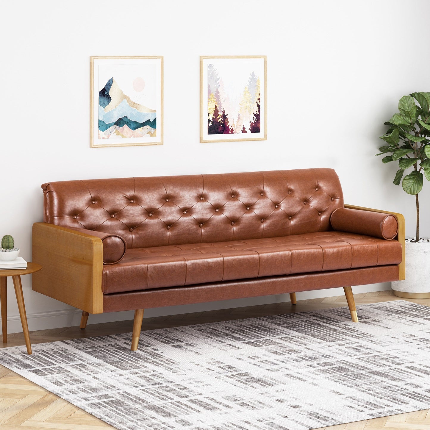 Jalon Mid-century Modern Tufted Fabric Sofa by Christopher Knight Home
