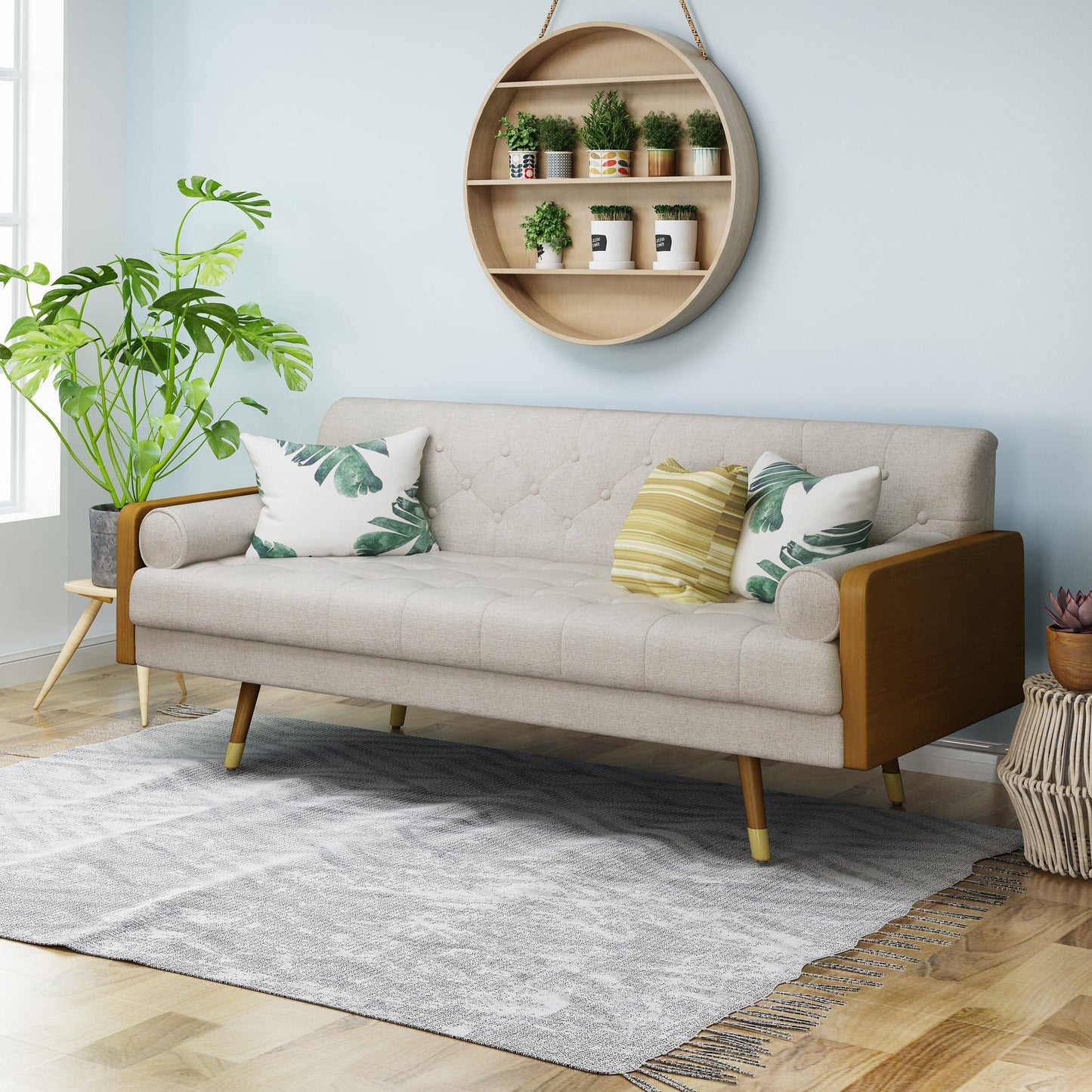 Jalon Mid-century Modern Tufted Fabric Sofa by Christopher Knight Home