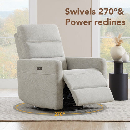 Jason Power Swivel Recliner with Headrest USB Charging Ports