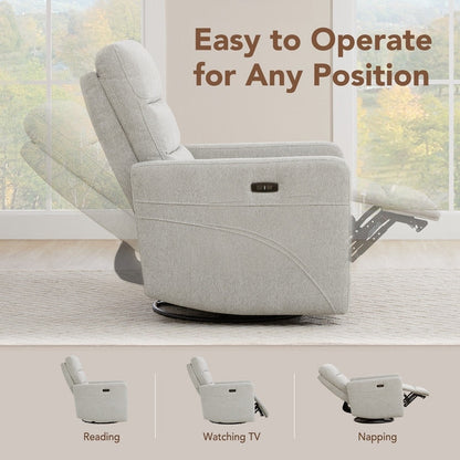 Jason Power Swivel Recliner with Headrest USB Charging Ports