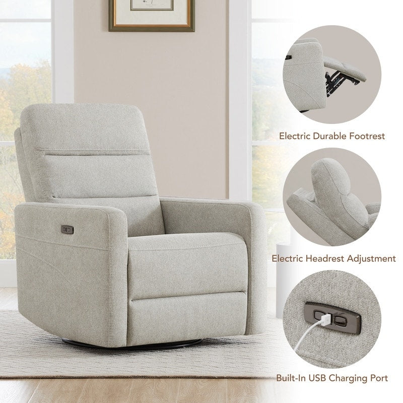 Jason Power Swivel Recliner with Headrest USB Charging Ports