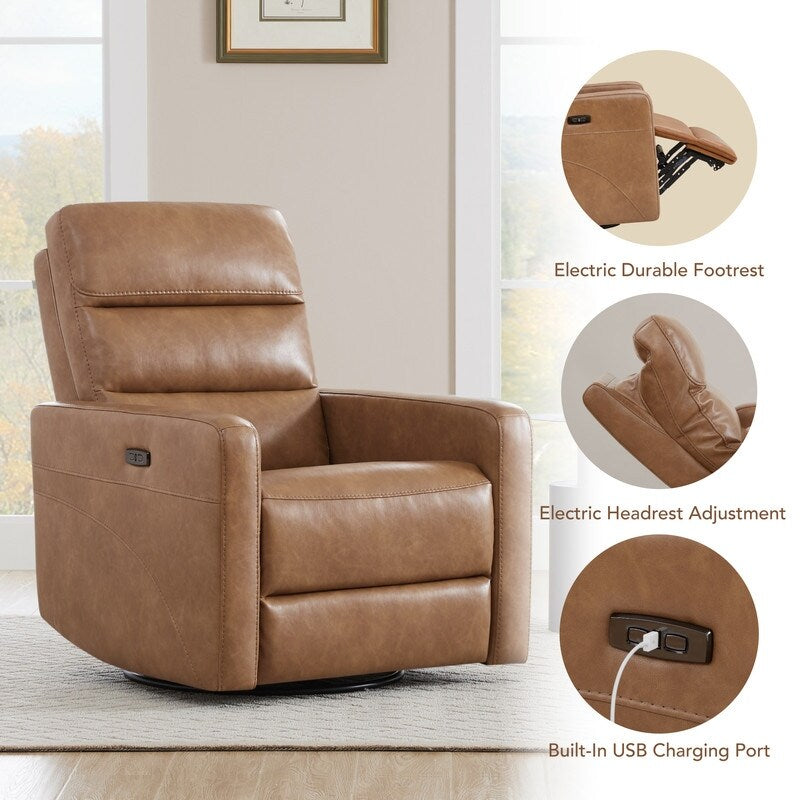 Jason Power Swivel Recliner with Headrest USB Charging Ports
