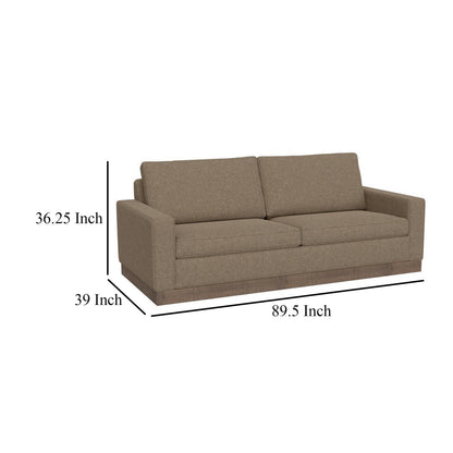 Jeni Sofa, 2 Throw Pillows, Modern 90 Inch Camel Brown Polyester Seat