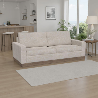 Jeni Sofa, 2 Throw Pillows, Modern 90 Inch Oyster Gray Faux Leather