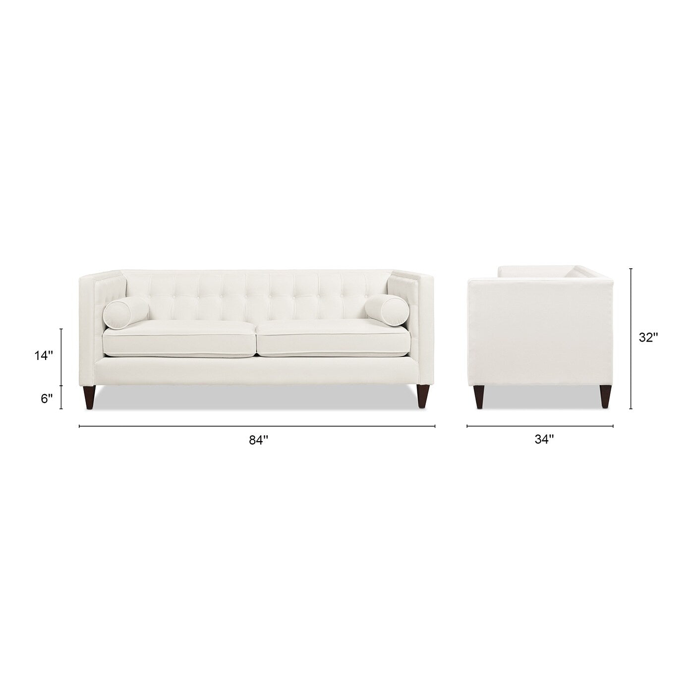 Jack 84 Modern Upholstered Tufted Tuxedo Sofa