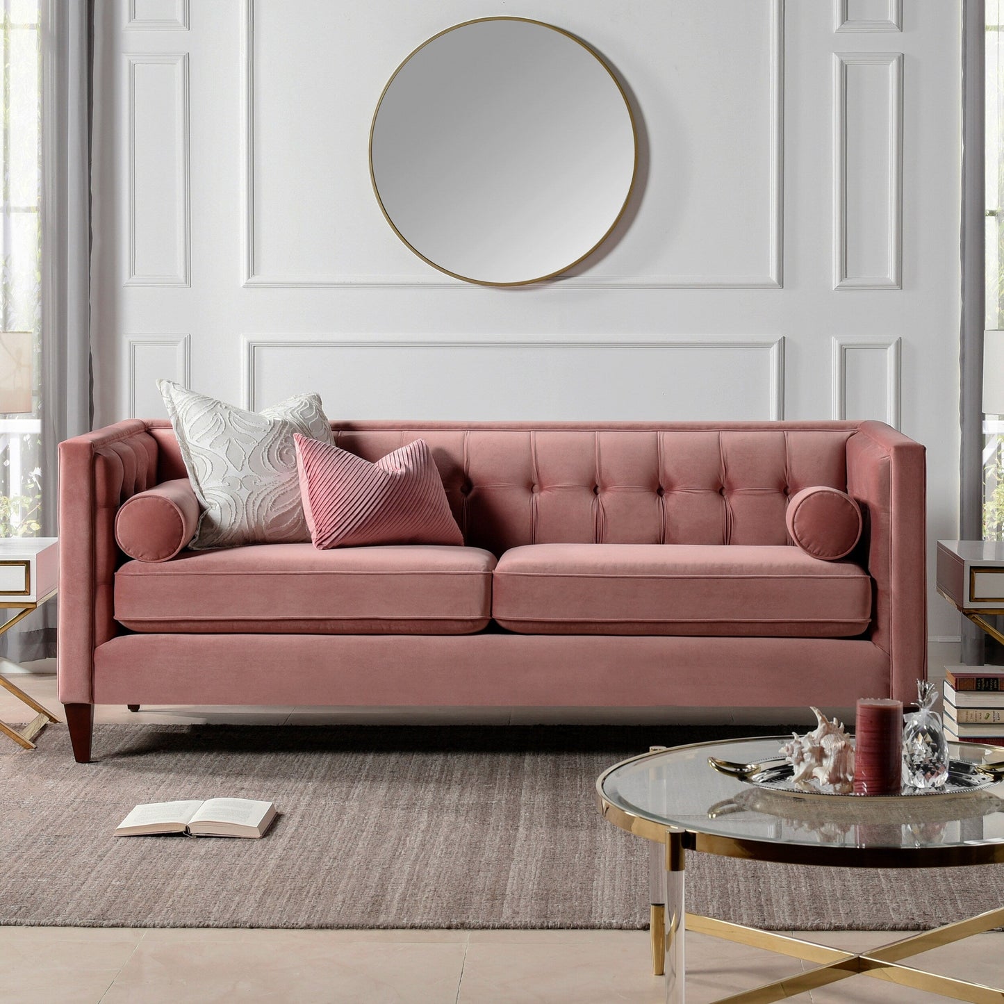 Jack 84 Modern Upholstered Tufted Tuxedo Sofa