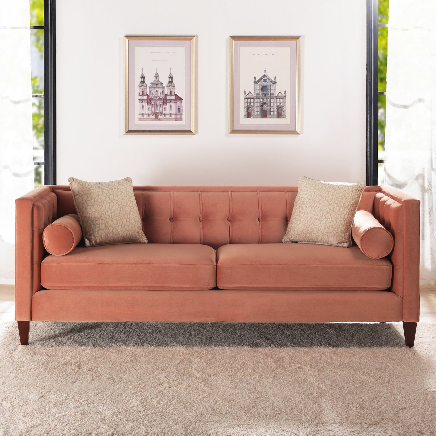 Jack 84 Modern Upholstered Tufted Tuxedo Sofa