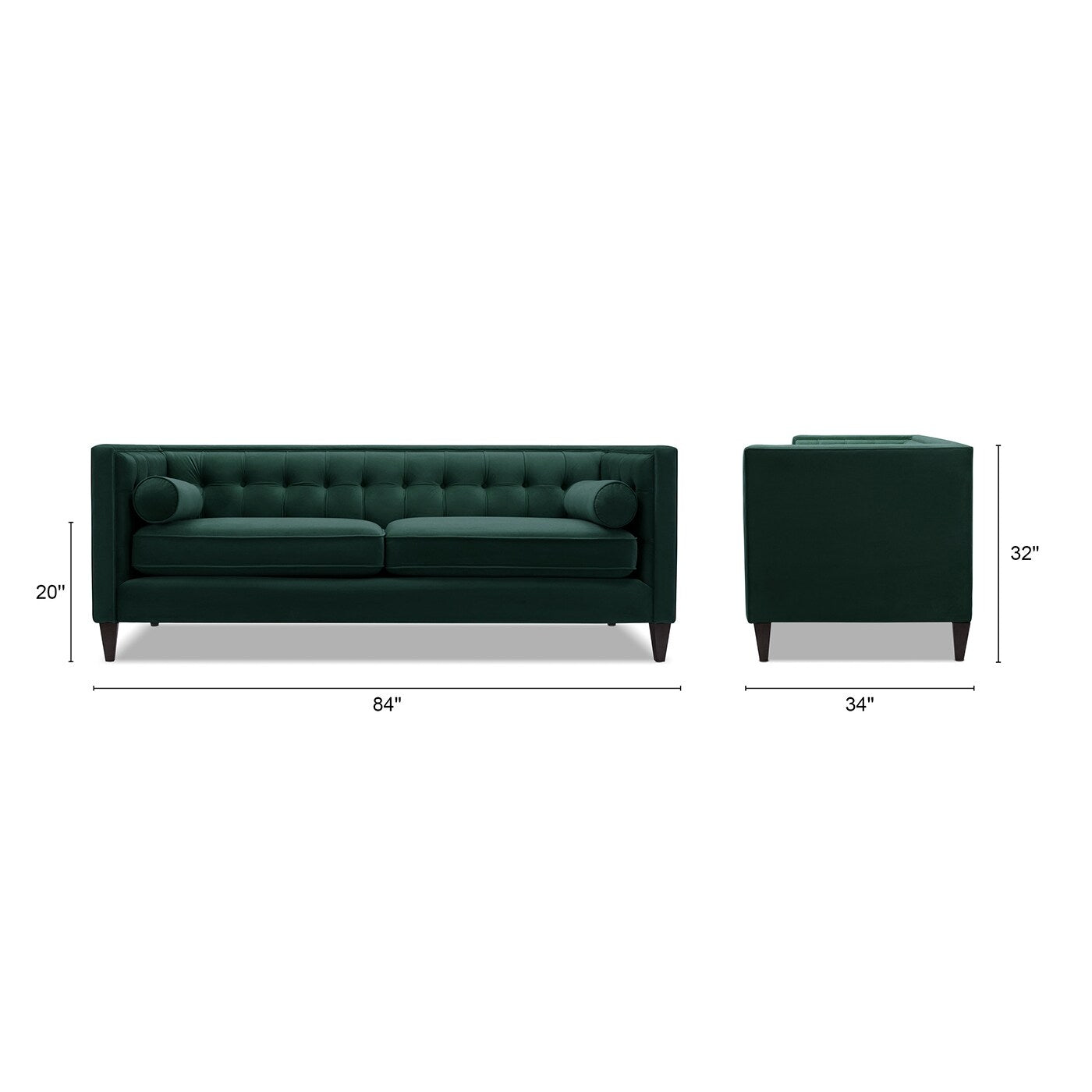 Jack 84 Modern Upholstered Tufted Tuxedo Sofa