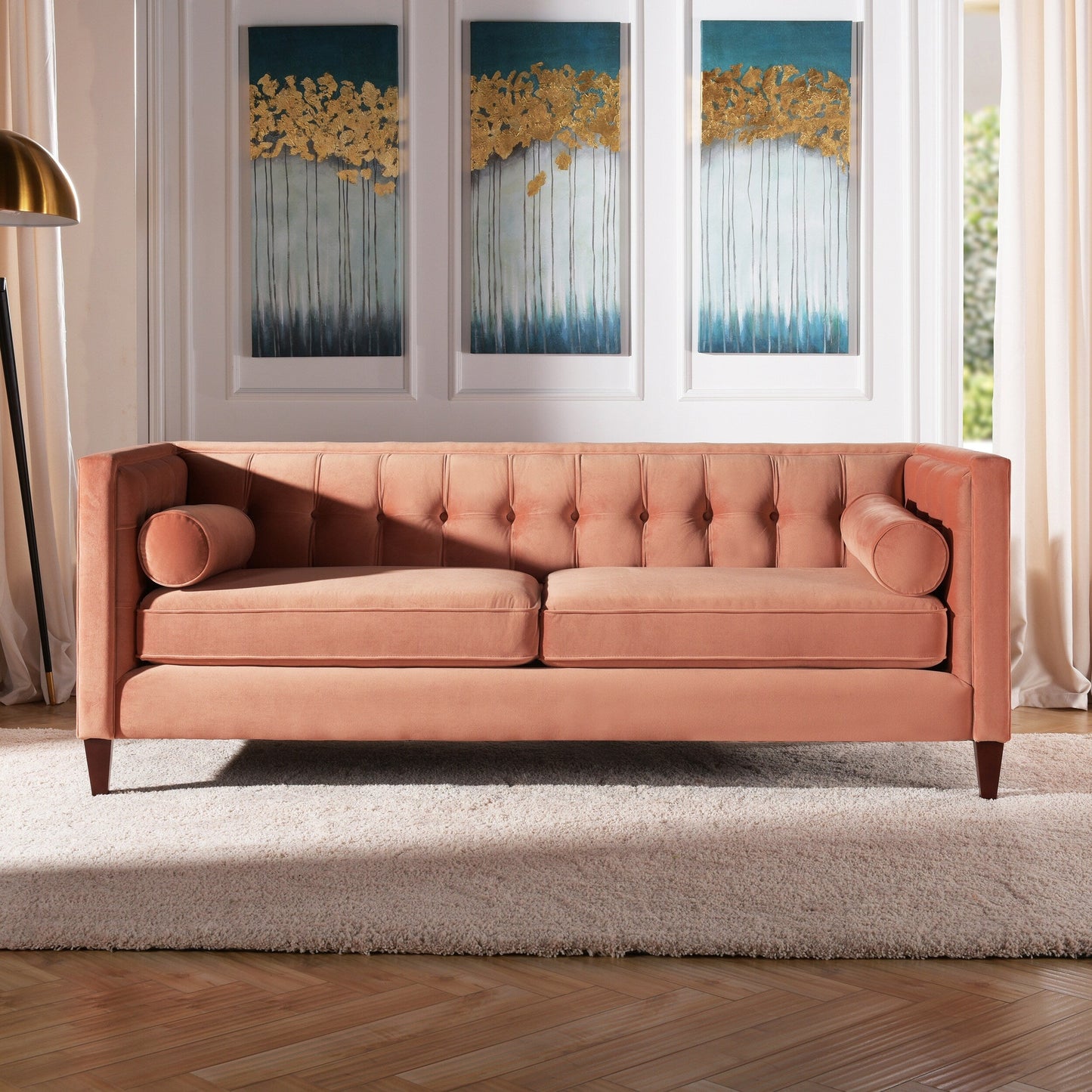 Jack 84 Modern Upholstered Tufted Tuxedo Sofa
