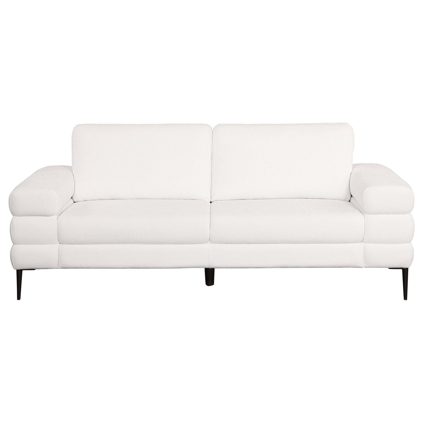 Jese Sofa, 83 Inch, Ivory White Fabric, Modern Style Track Armrests
