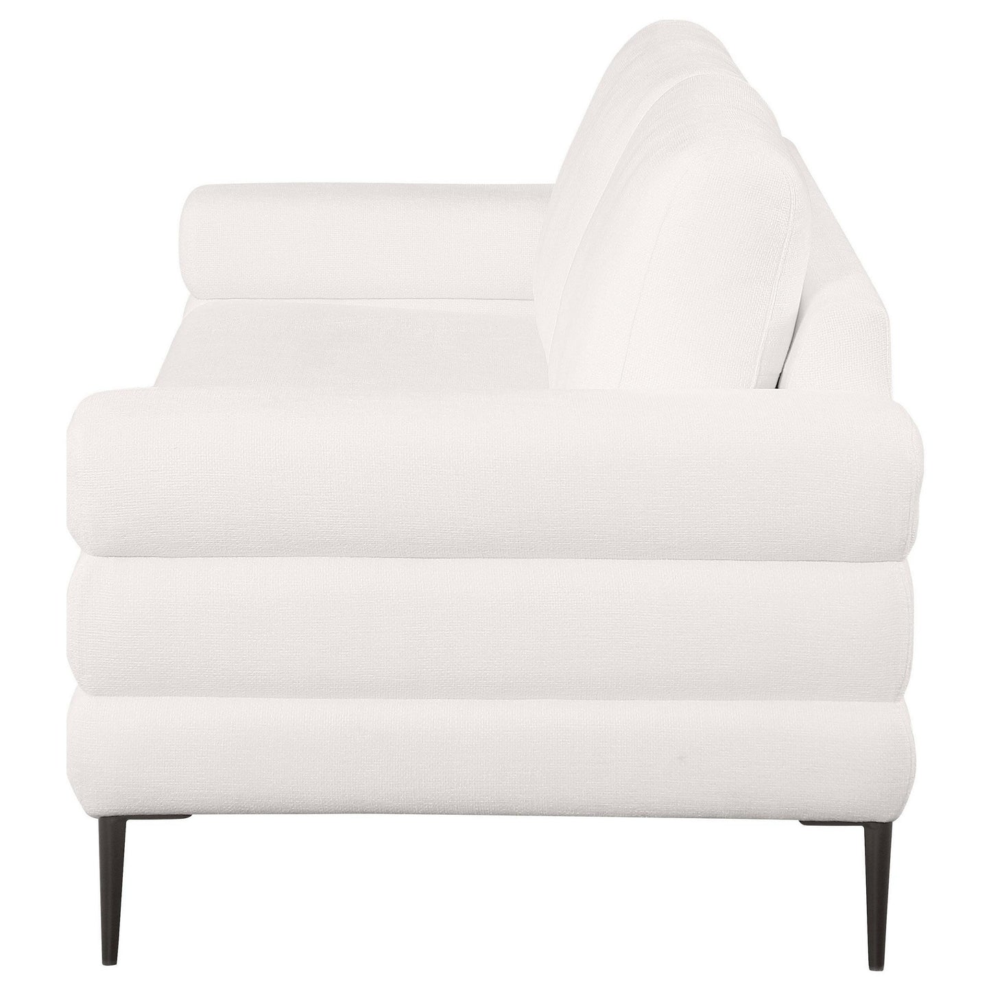 Jese Sofa, 83 Inch, Ivory White Fabric, Modern Style Track Armrests