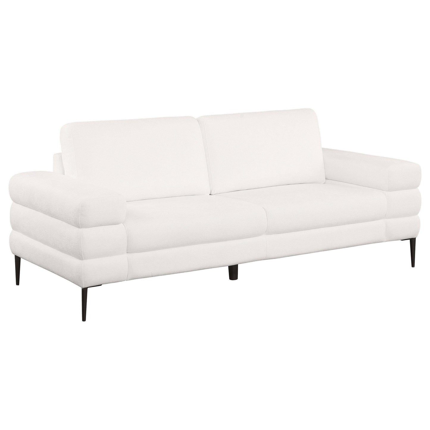 Jese Sofa, 83 Inch, Ivory White Fabric, Modern Style Track Armrests