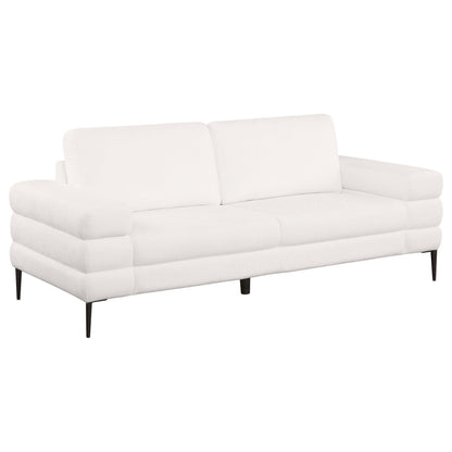 Jese Sofa, 83 Inch, Ivory White Fabric, Modern Style Track Armrests