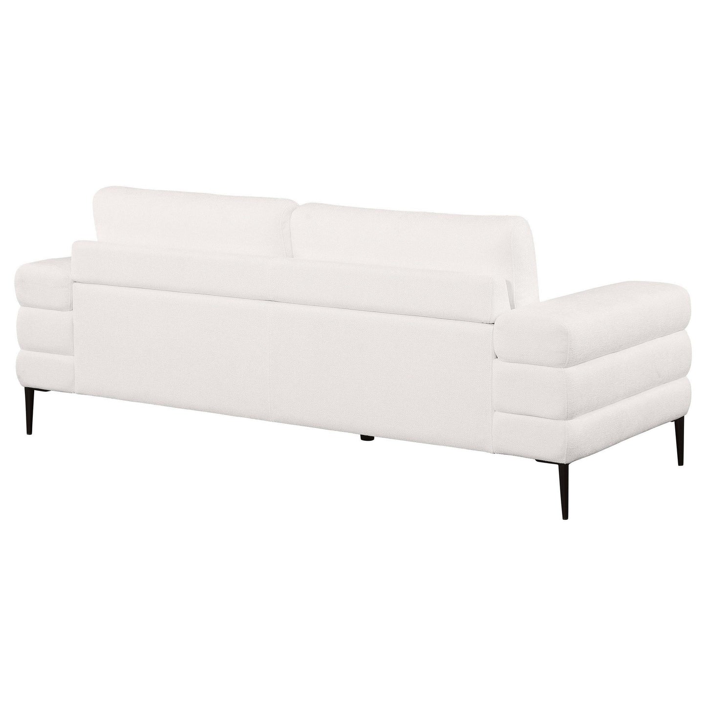 Jese Sofa, 83 Inch, Ivory White Fabric, Modern Style Track Armrests