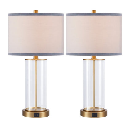 KAWOTI 23.25 Touch Control Table Lamp Set with USB Port and Bulbs
