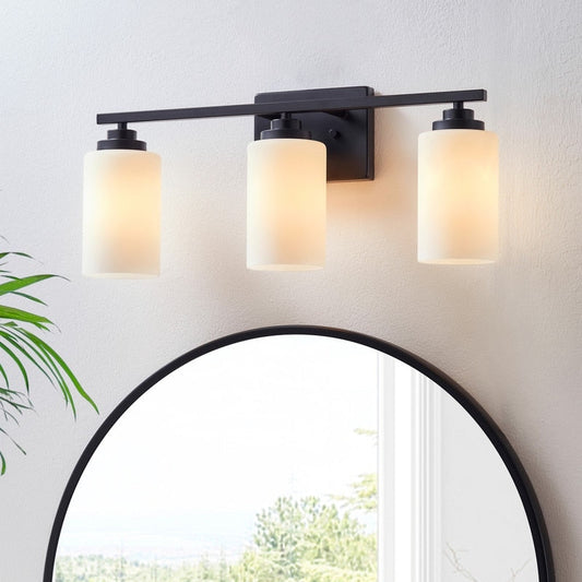KAWOTI 3-Light Dimmable Bathroom Vanity Light with Frosted White Glass